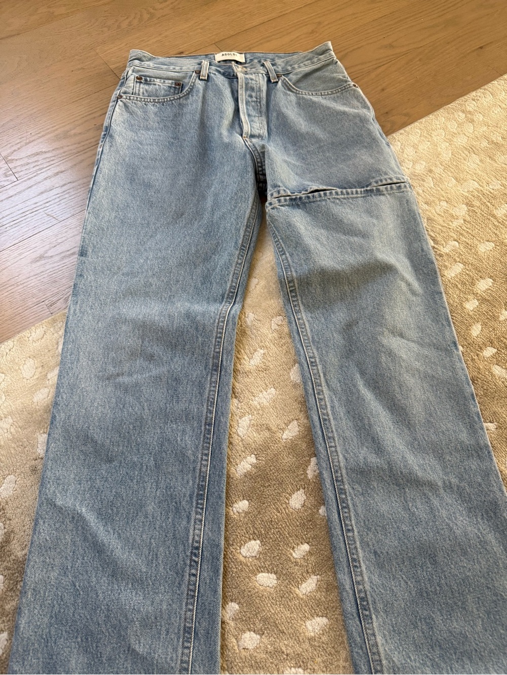 Agolde Women’s Straight Jeans in Light Blue Wash